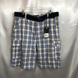 Beverly Hills Polo Club shorts, belted, sz 38, NEW